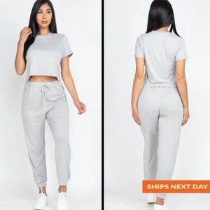 Baby-Tee Jogger Two Piece Set - Baby Tee Top - Jogger Set - Women's Jogger